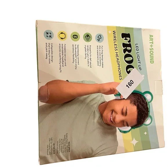 Green Frog LED Light Up Wireless Headphones - Picture 2 of 2